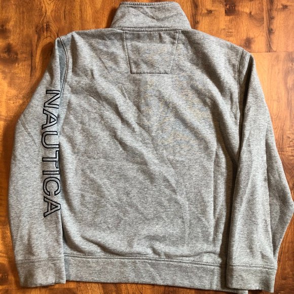VINTAGE NAUTICA 1/4 ZIP SWEATER GREY MEDIUM - Picture 2 of 4